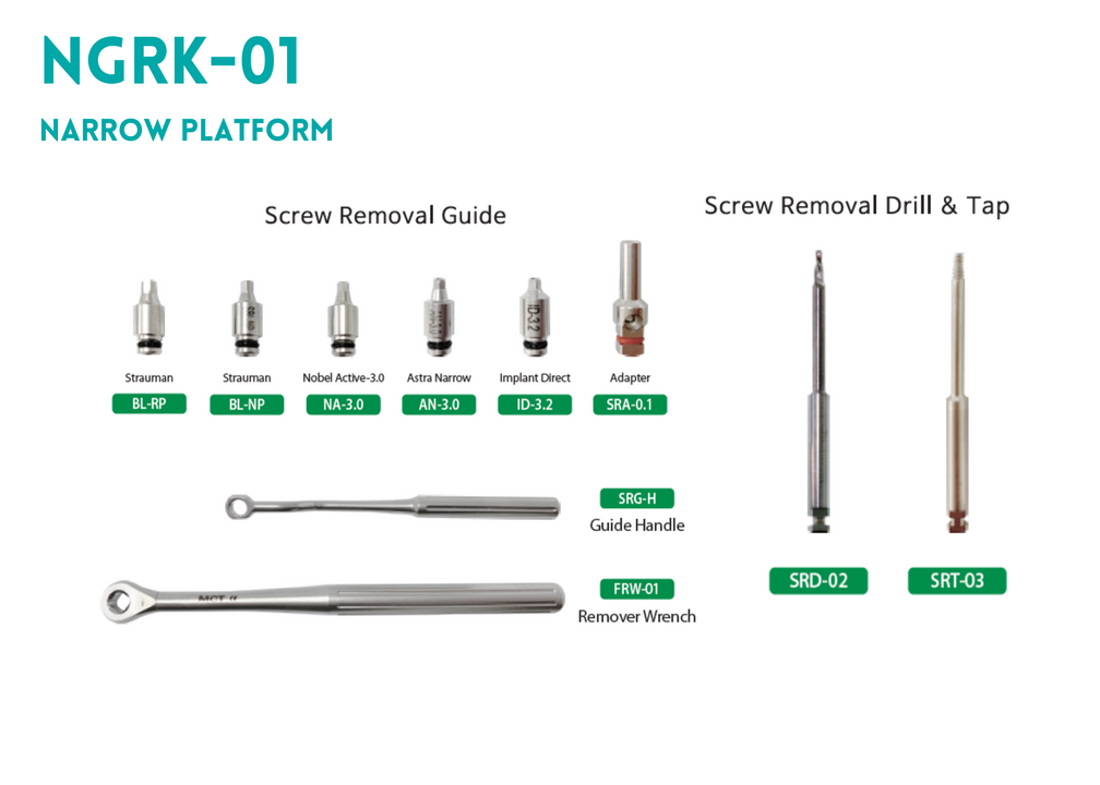 Narrow Dental Abutment Screw Removal Retrieval Rescue Tool Kit