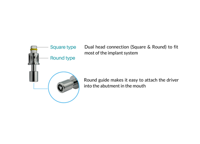 Implant Overdenture Insert Driver, Torque Wrench Tip