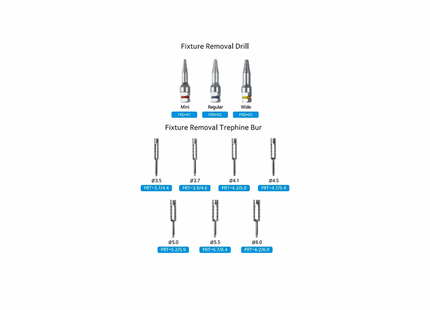 dental implant fixture removal drill trephine bur chart
